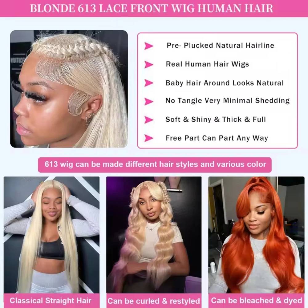 Human Hair 613 220% Density Ho - Hd Lace Frontal Wig Human Hair Pre Plucked recension och pris