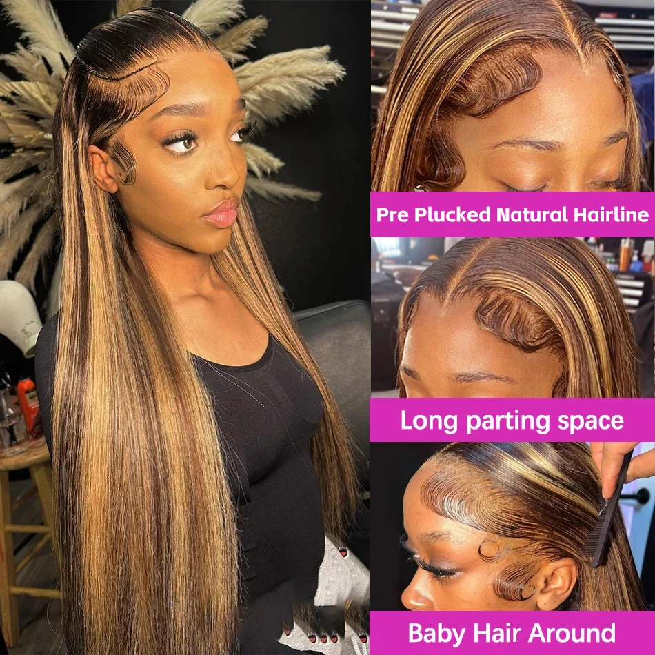 44 46 Inch P4/27 Highlight Col - Hd Lace Frontal Wig Human Hair Pre Plucked recension och pris